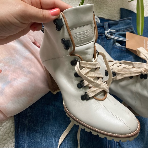 Coach Lucia Ivory Lace-Up Booties - Picture 6 of 14